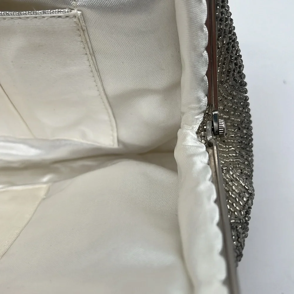 Unbranded Silver Beaded Small Wristlet Clutch